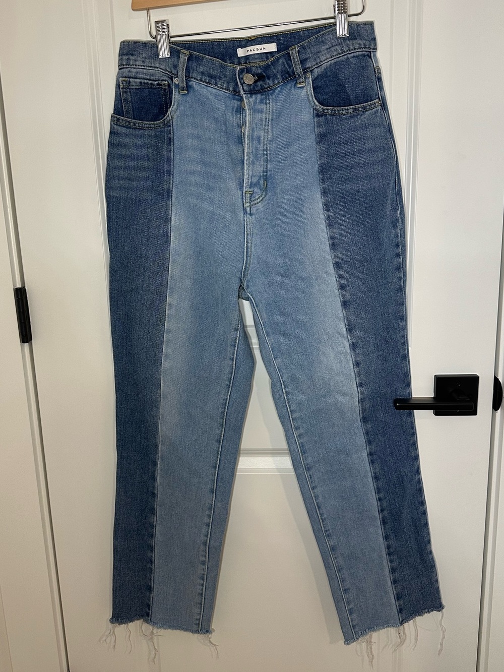 PacSun Two-Tone Blue Patchwork Straight Leg Jeans